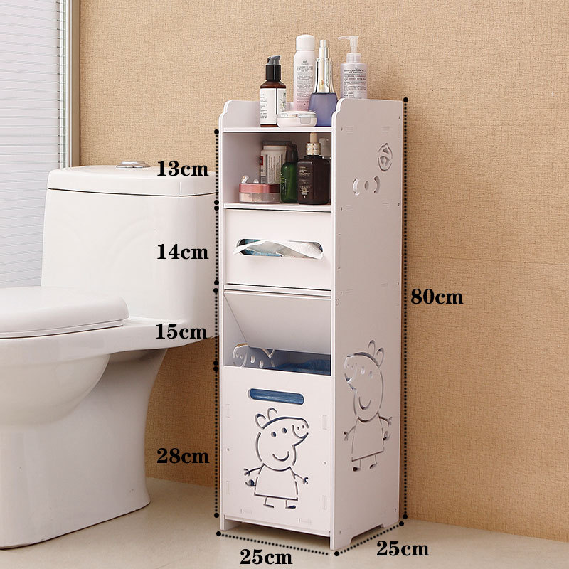 Bathroom side cabinet, toilet side cabinet with garbage bin, bathroom crevice shelf, toilet storage, waterproof storage cabinet