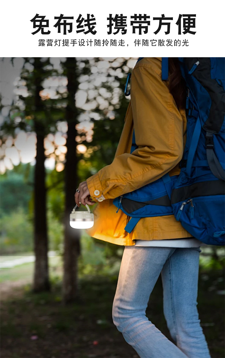 Camping lamp with long battery life, Amazon cross-border e-commerce, super bright mini tent, outdoor camping lamp, charging lighting lamp