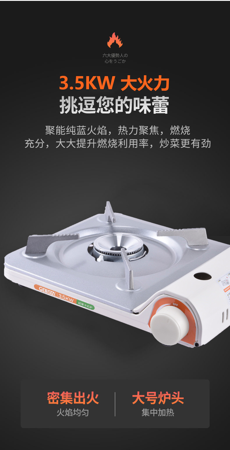 Outdoor portable windproof card stove, commercial ultra-thin smokeless gas barbecue stove, magnetic suction tank, camping campsite