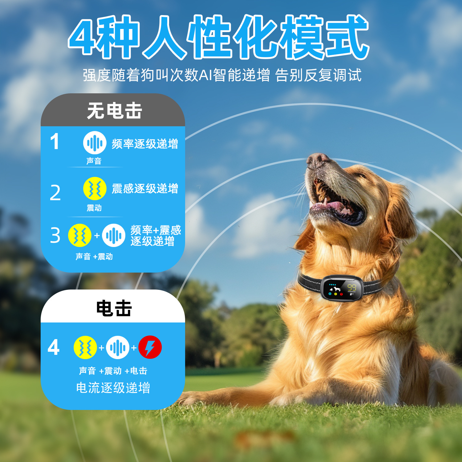 Новый цвет экрана Smartpet Bark Зарядка модель Регулируемая интеллектуальная автоматическая собачья лай для домашних животных воротнич