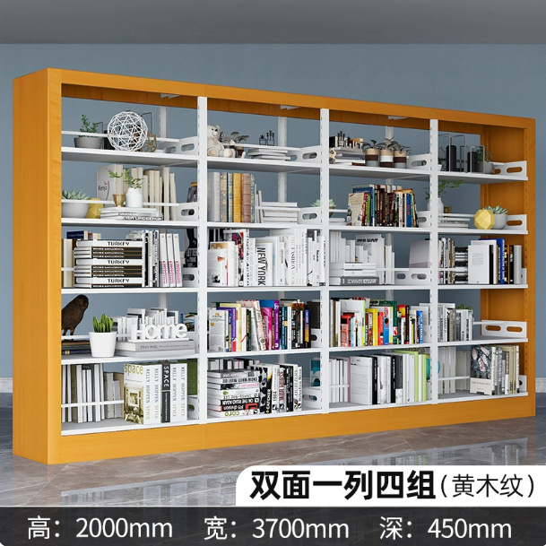 Steel bookshelf, book reading rack, household book storage rack, archive storage rack, double-sided data rack, minimalist design