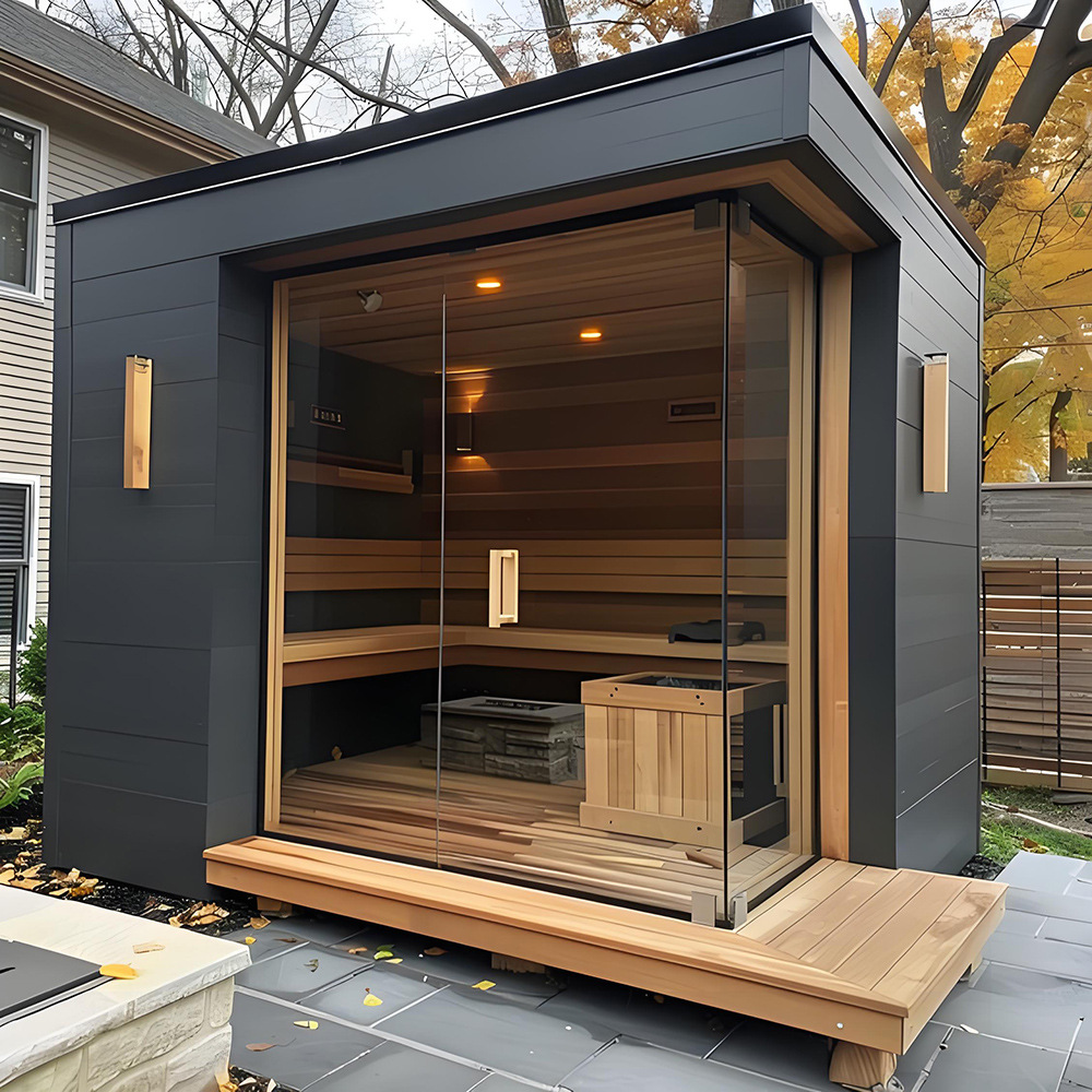 4-6 person outdoor sauna room with red cedar wood