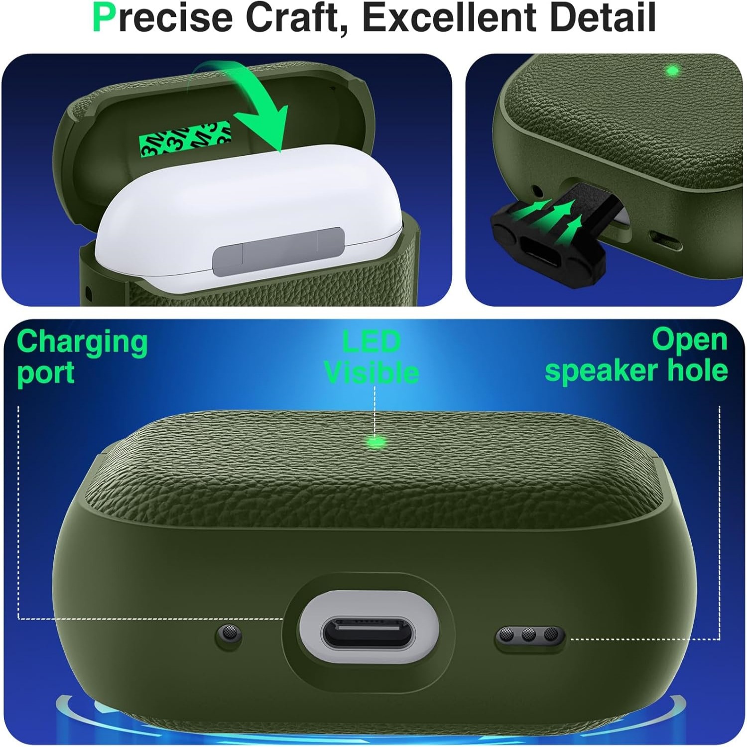 Simple lychee patterned leather suitable for AirPods 4th generation protective case, 2nd and 3rd generation Pro2 Apple Bluetooth earphone case