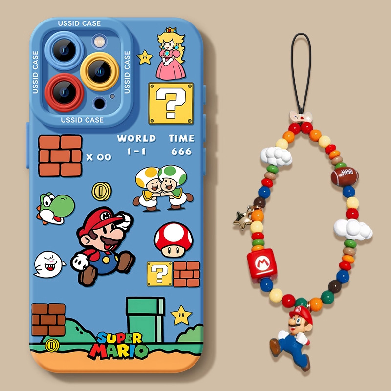Blue Mario Apple 16 phone case, new iPhone 17 Promax mirror holder, 17air soft shell Pro