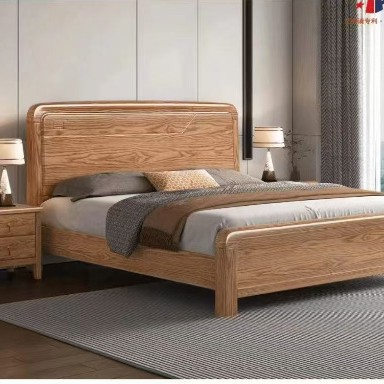Северная настоящая деревянная кровать Forh Wood 1,5 метра 1,8 метра двуспальная кровать простая современная бревно ветра главная световая роскошная кровать второй спальни.