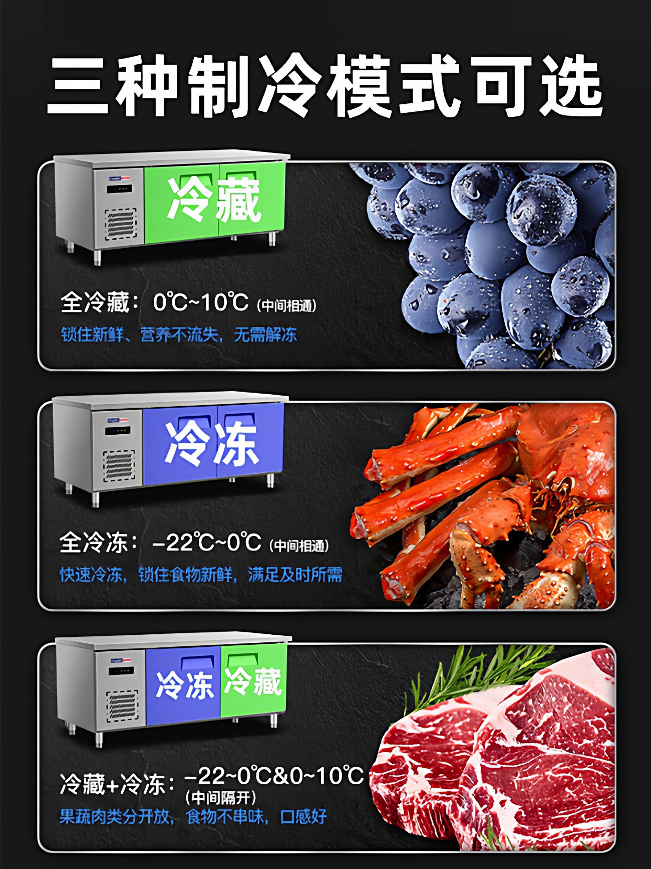 Commercial refrigeration workbench, refrigerator operating table, stainless steel freezer, flat freezer, milk tea shop, fresh-keeping kitchen freezer