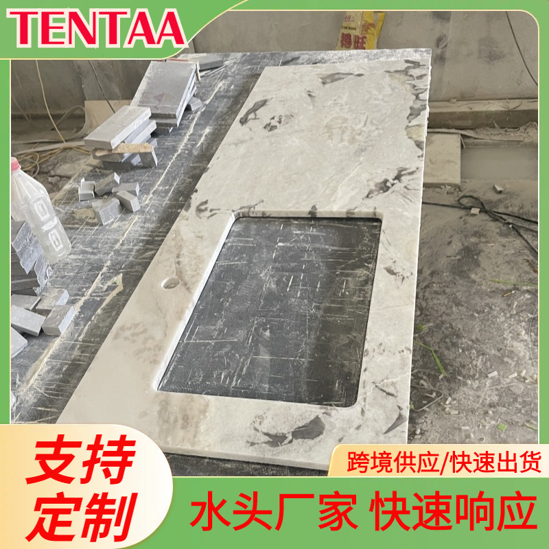 Customized natural Fanti white luxury stone washbasin countertop, marble countertop panel, stone, whole house customization