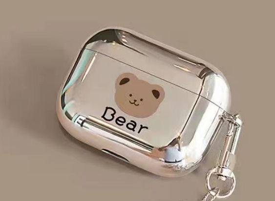 Suitable for Apple Pro2 earphone case electroplated soft shell earphone case suitable for AirPods 2 generation teddy bear pendant earphone case
