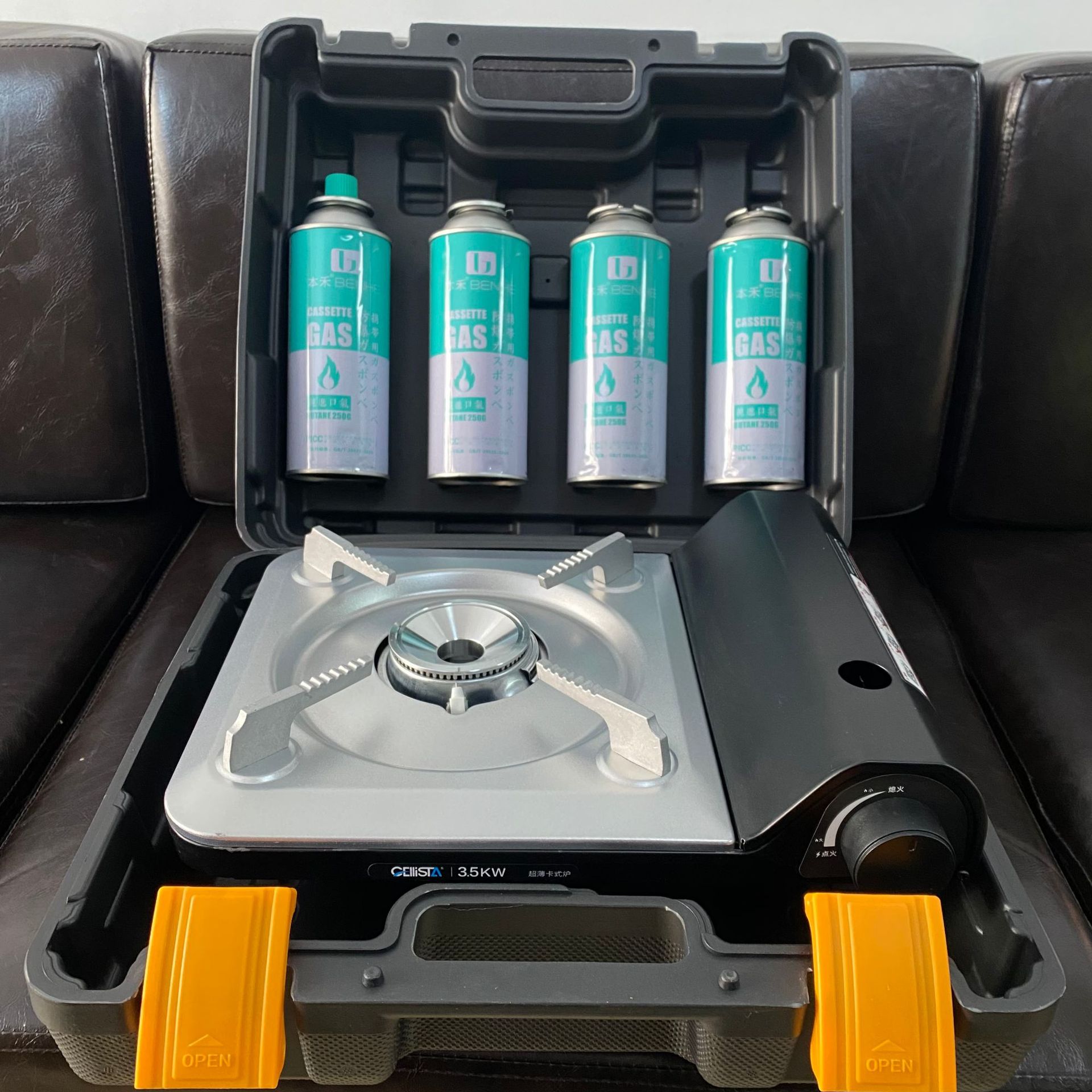 Outdoor portable windproof card stove, commercial ultra-thin smokeless gas barbecue stove, magnetic suction tank, camping campsite