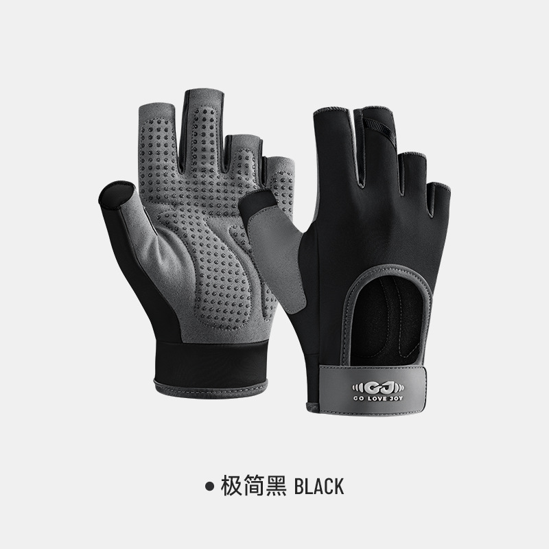 Outdoor cycling gloves, women's yoga training, cycling equipment, anti slip silicone shock absorption, fitness half finger gloves, men's