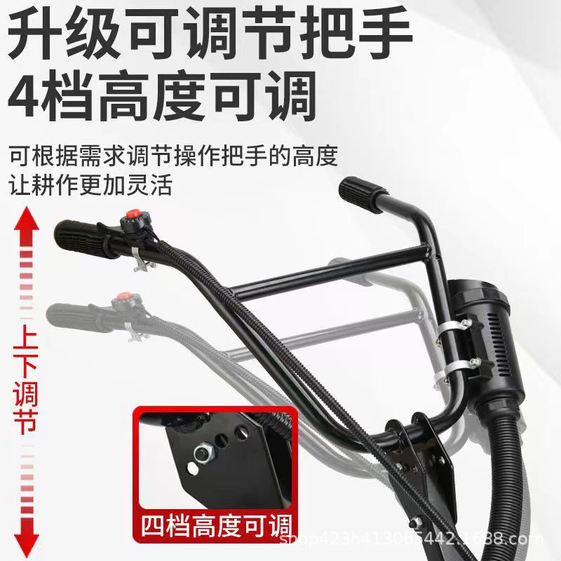 Gasoline micro tiller, agricultural machinery, rotary tiller, plowing, turning soil, loosening soil, digging soil, farming, trenching, small household use