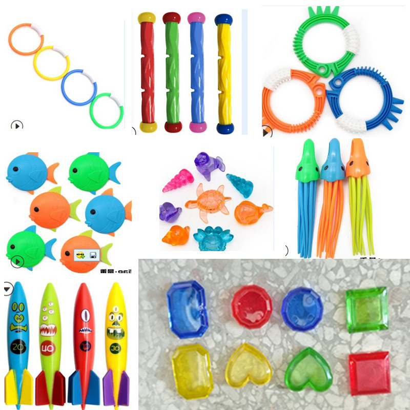 Cross border Amazon diving toys children's swimming pool treasure hunt diving torpedo water ring diamond water play set toys