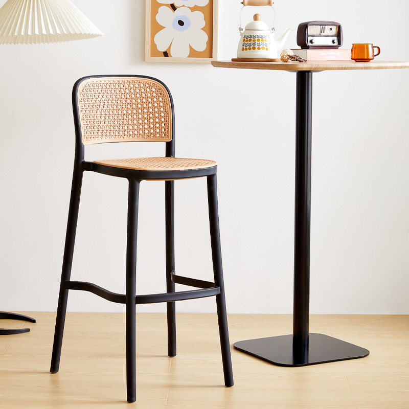 Modern minimalist plastic wicker chair for home dining, stackable backrest chair, Nordic vintage chair, restaurant hollowed out chair