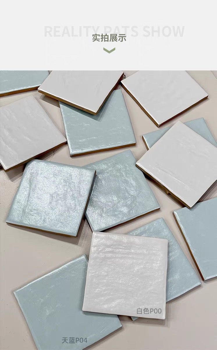 Nordic minimalist handmade ceramic tiles, pearl glazed ceramic tiles, shell gloss milky white bathroom kitchen wall tiles, dining table background wall