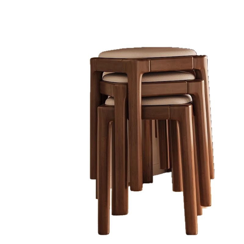 Solid wood stool for household use, stackable soft bag stool, living room wooden low stool, simple modern small square stool, dining table chair