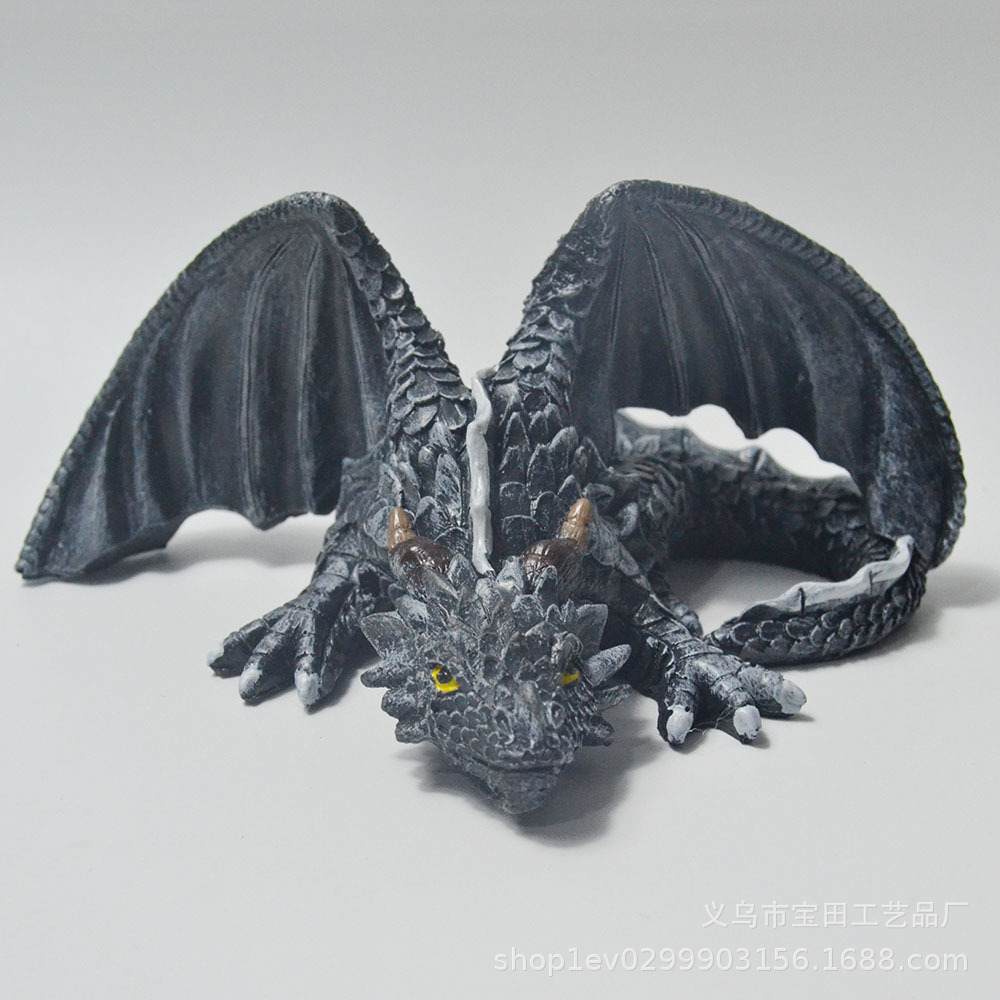 Cross border Garden Outdoor Gothic Dragon Squat Dragon Sleeping Dragon Resin Sculpture Decoration