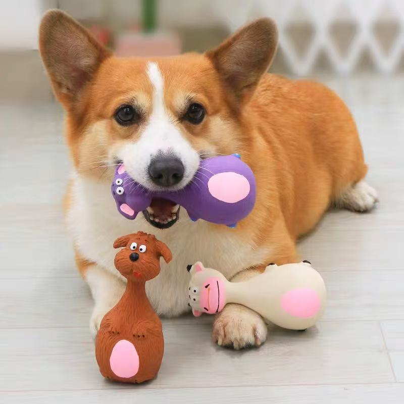 Dog Voice Latex Toys, мультяшные игрушки для щенков, инструменты для очистки зубов и удаление скуки, маленькая собака Corgi