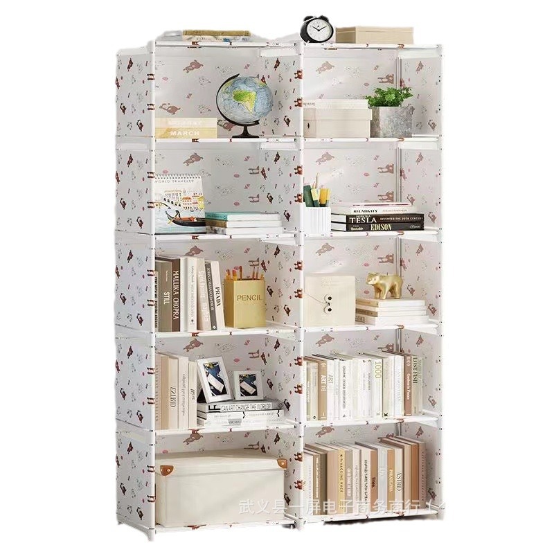 Simple bookshelf multifunctional storage rack, floor standing bookshelf, children's student desk small shelf, dust-proof storage rack