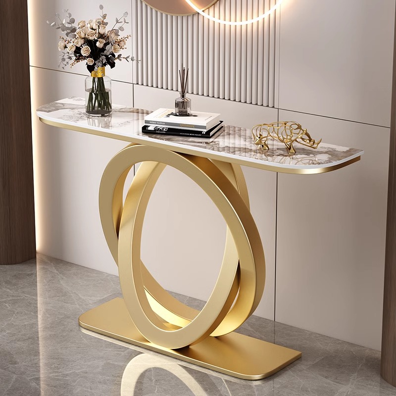 Консольный стол в прихожую Light Luxury с каменной столешницей