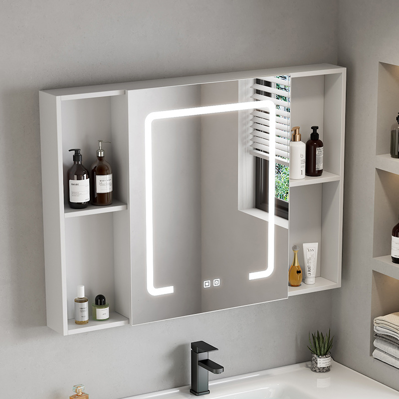 Beauty intelligent bathroom mirror cabinet, single cabinet, thickened wall mounted, intelligent with light and storage integrated mirror cabinet, mirror lens
