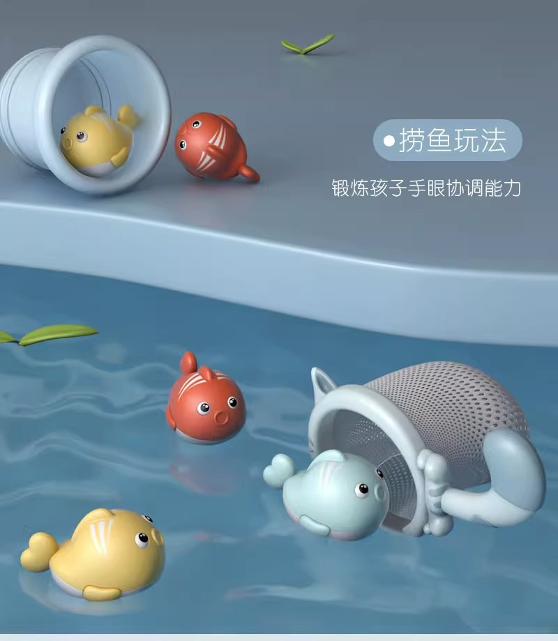 Детская удочка игрушечная, магнитная, для ванны, набор для игры с водой, 4 предмета, для мальчиков и девочек 1-3 лет