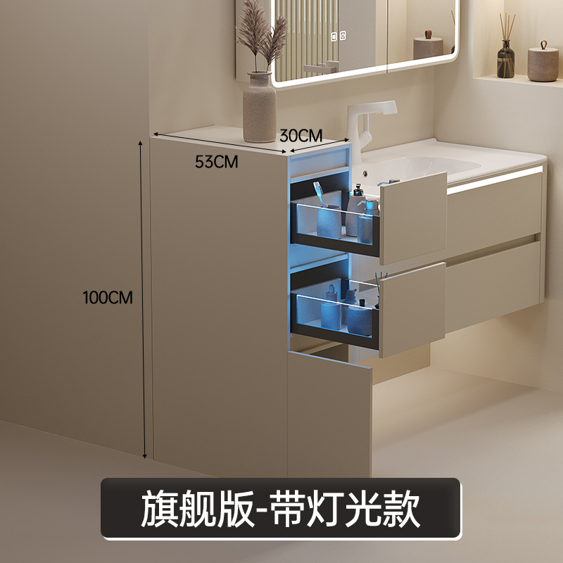 Single edge cabinet, narrow edge side cabinet, solid wood floor standing cabinet, half wall cabinet, double drawer storage, Meijia bathroom 302