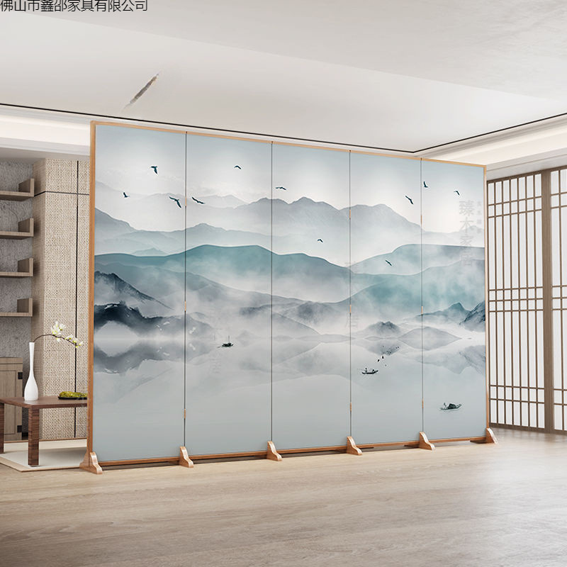 Simple modern Chinese style screen partition, living room covering, entrance office, hotel foldable folding electric fan