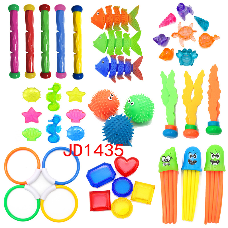 Cross border Amazon diving toys children's swimming pool treasure hunt diving torpedo water ring diamond water play set toys