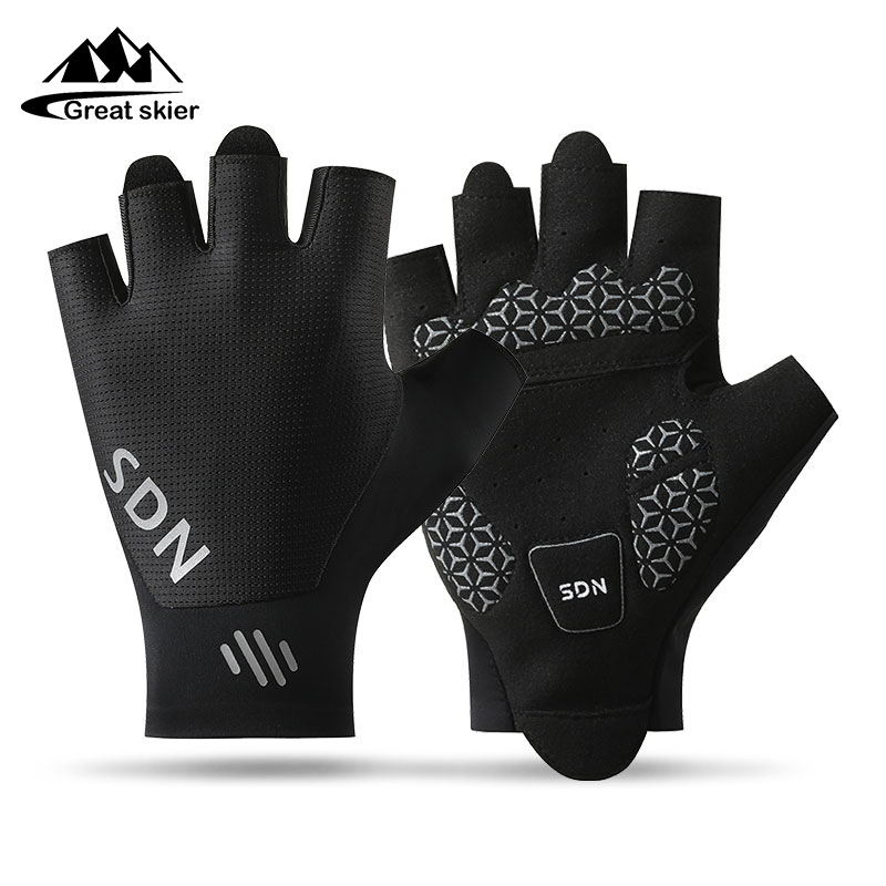Riding gloves for summer men and women, half finger outdoor cycling, fitness, breathable palm, wear-resistant and anti slip sports gloves, cross-border