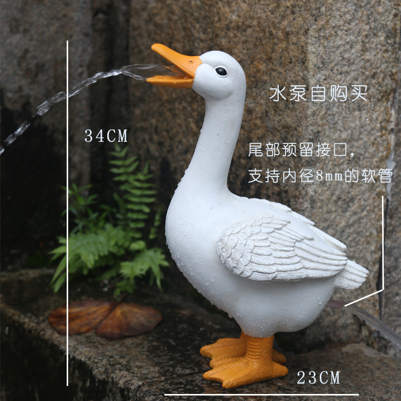 Courtyard rockery, water pool, duck resin ornaments, outdoor garden landscaping, micro landscape, fish pool, water scenery, animal decorations