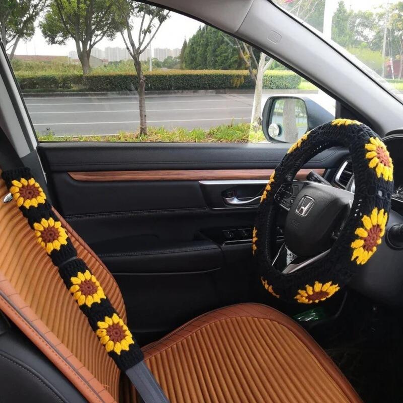 (Трансграничная торговля), трикотажный универсальный руль, нескользящий ремень безопасности, DIY, новая коллекция, в цветочек