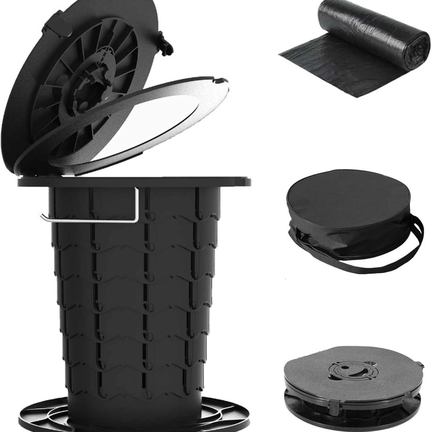 Portable 10th generation folding toilet, car mounted camping emergency toilet, garbage bin, adjustable stool, wholesale