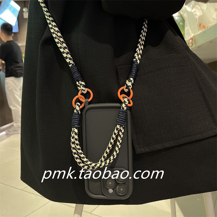 Personalized contrasting woven lanyard suitable for Apple 17 Promax phone case, iPhone 13 wristband, handheld, all inclusive 15