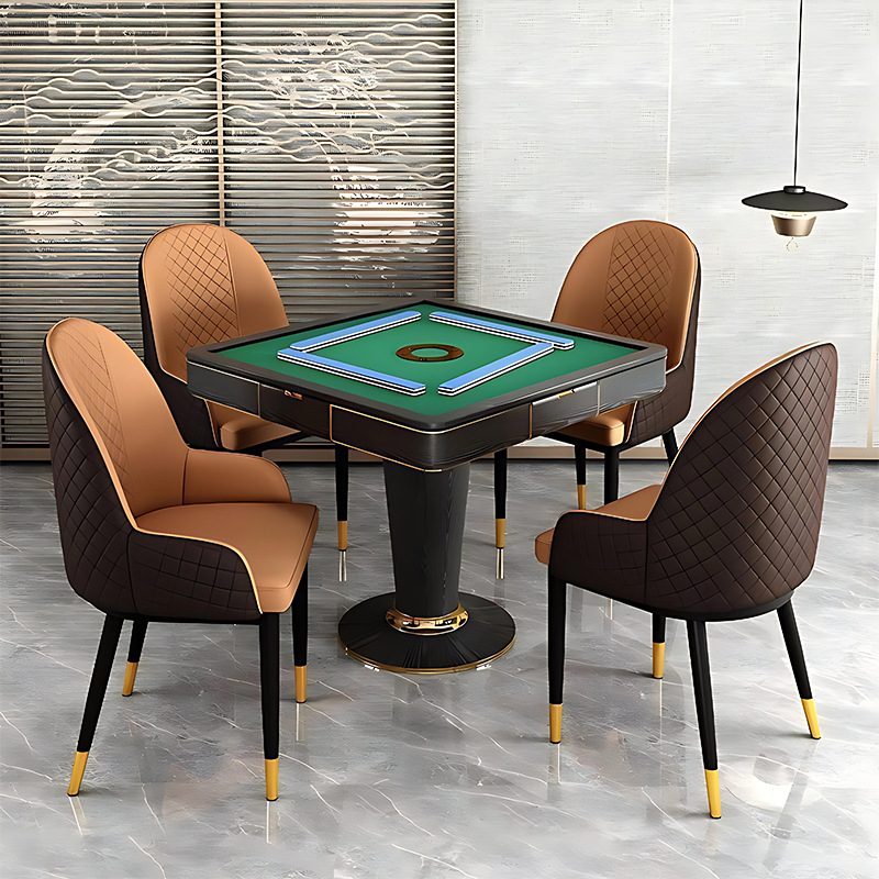 Italian minimalist metal mahjong hall chairs, dining chairs, sedentary backrests, hotel restaurant furniture, leather high backrests
