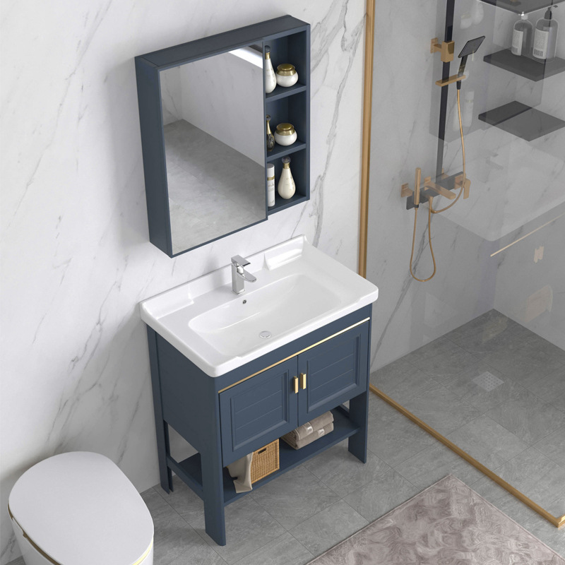 Floor standing washbasin, bathroom cabinet combination, space aluminum bathroom, washbasin, small apartment, simple integrated washbasin