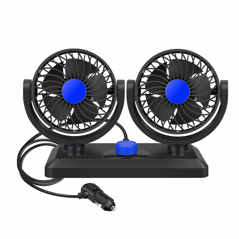 Double -Headed Fan 360 -DEGREE 12 В CAR 24 В грузовика Sigarette Plugure 5V Car USB -интерфейс лето