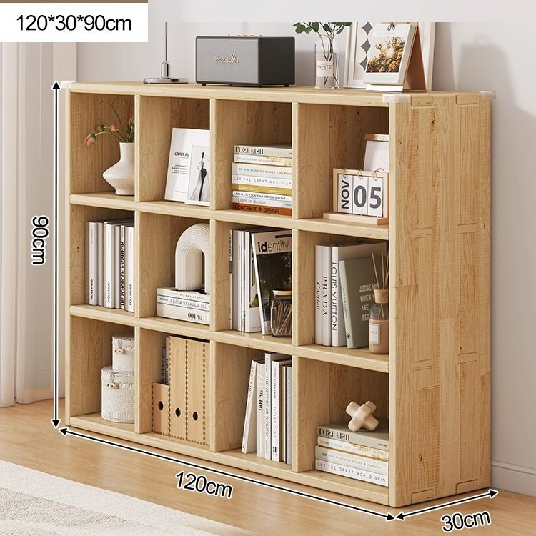Solid wood bookshelf, floor to ceiling, household bedroom, bedside table, bookshelf, integrated sandwich, bedside storage cabinet, living room cabinet