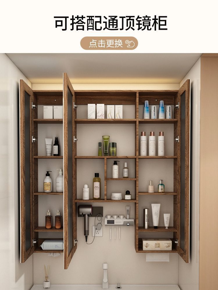 Light luxury black walnut color bathroom cabinet combination bathroom sink ceramic integrated washbasin sink sanitary ware