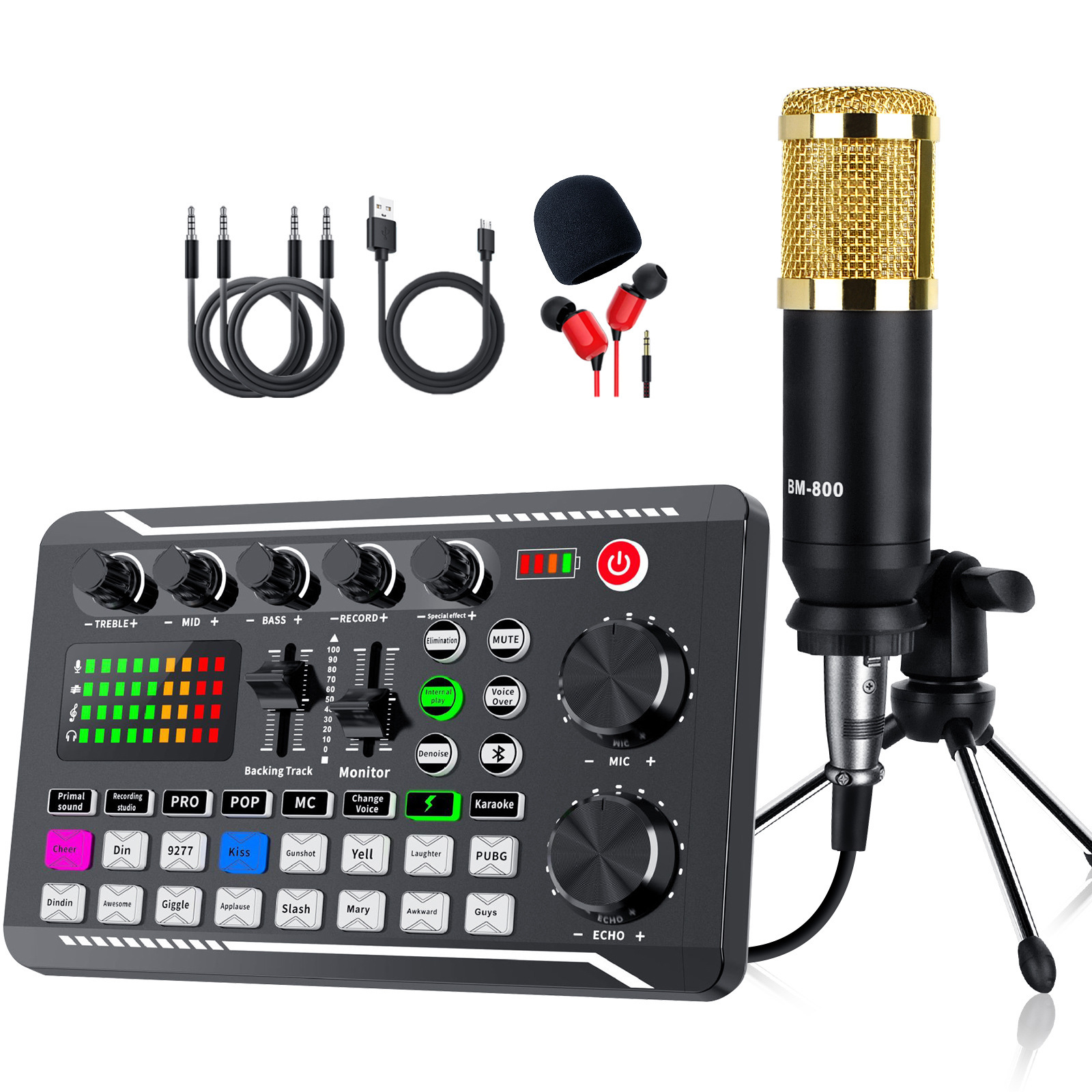 Студийный беспроводной конденсаторный микрофон yaflt BM800 с Bluetooth