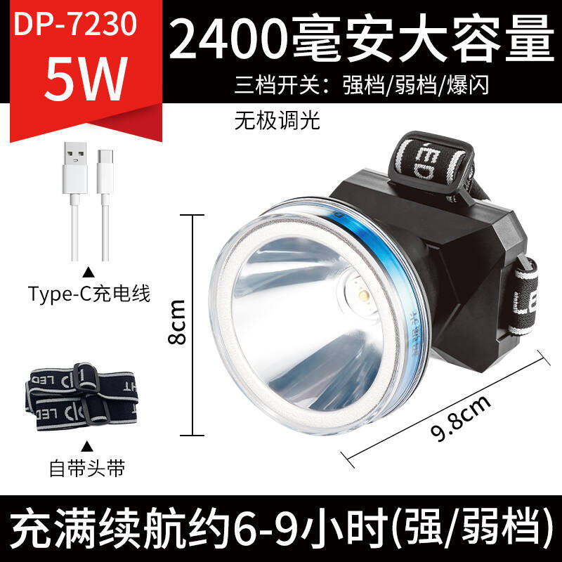 Wholesale rechargeable headlight LED outdoor camping night light waterproof fishing specific headlight head mounted flashlight
