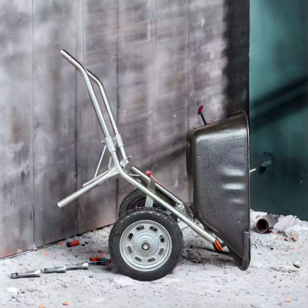 Thickened double wheeled single wheeled handcart for household construction sites, double wheeled single wheeled dump truck for breeding farms, garden soil handling truck