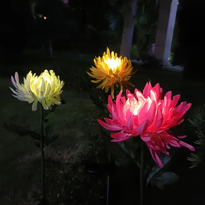 Solar simulation chrysanthemum automatic sensing single head decoration courtyard garden wedding props silk atmosphere lamp