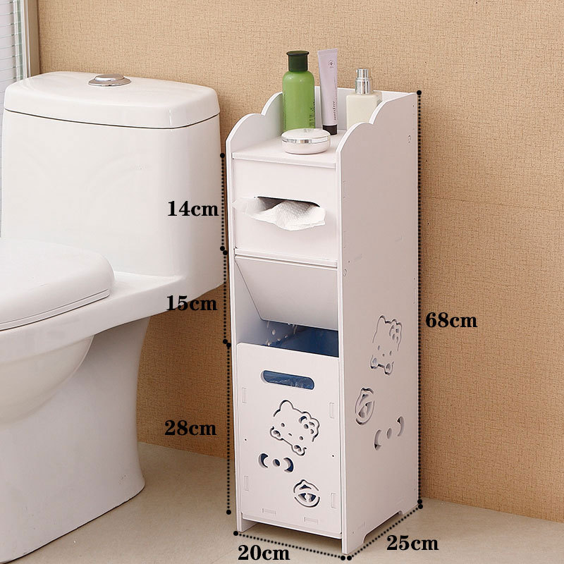 Bathroom side cabinet, toilet side cabinet with garbage bin, bathroom crevice shelf, toilet storage, waterproof storage cabinet