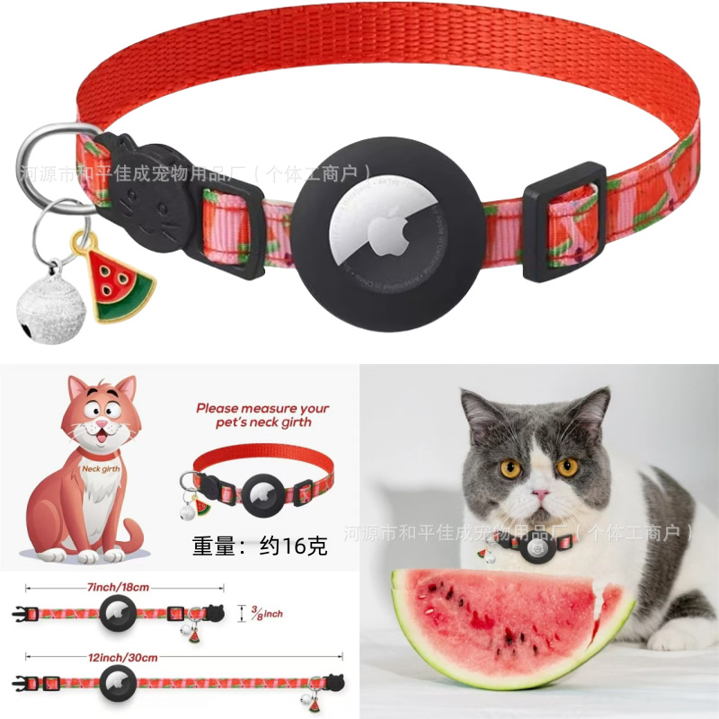 Новый продукт, силиконовый комплект Airtag, ошейник для кошек, колокольчик и подвеска с фруктами, круглые кошачьи уши, пряжка для защиты от удушья, ошейник для домашних животных