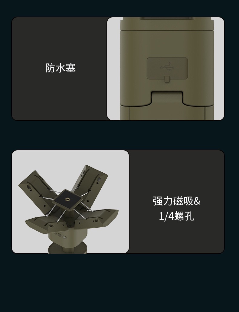 户外多功能伸缩LED露营灯超长续航野营灯帐篷灯可充电带支架防水