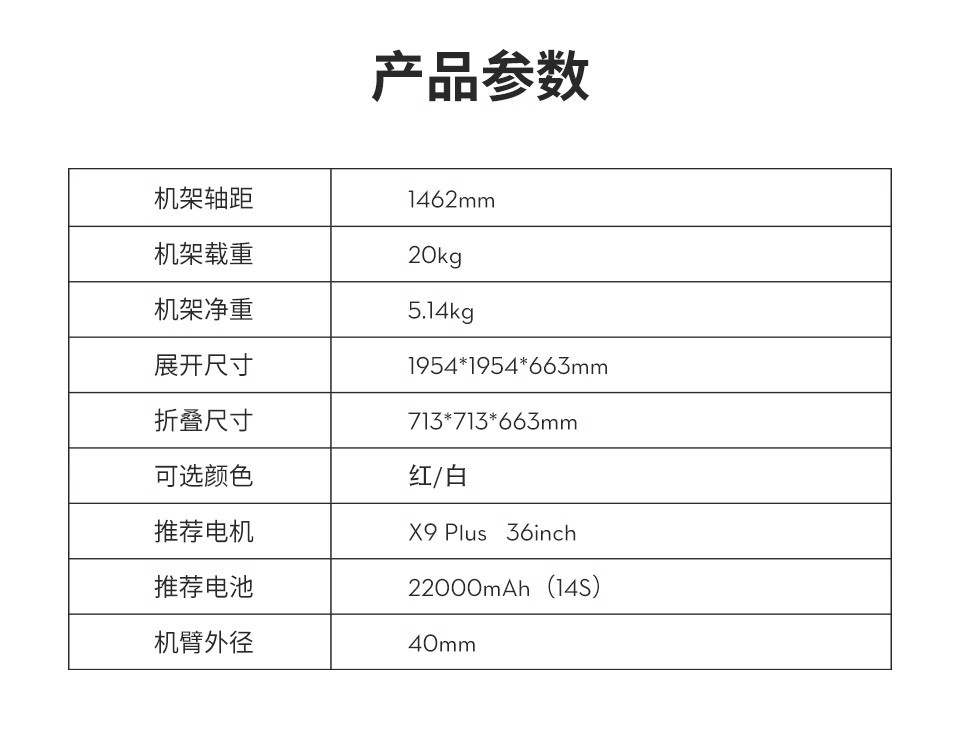 EFT翼飞特大型可载重E420P四轴无人机机架多功能行业应用20kg框架