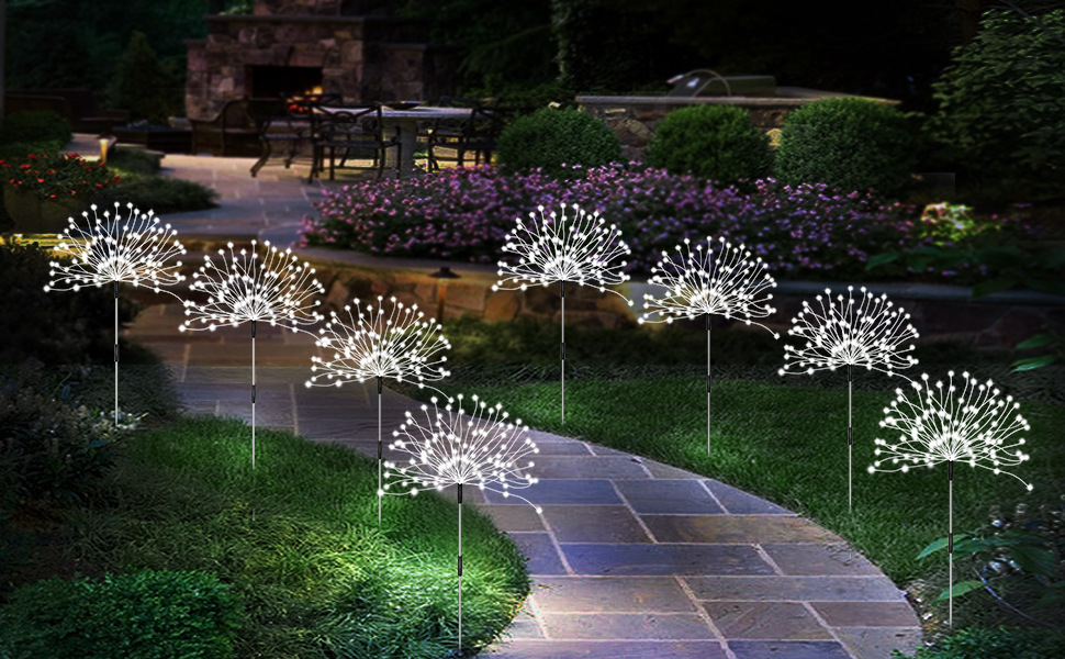 Amazon solar fireworks lights, LED lights, Christmas ground plug, 8 modes, outdoor waterproof garden courtyard decoration