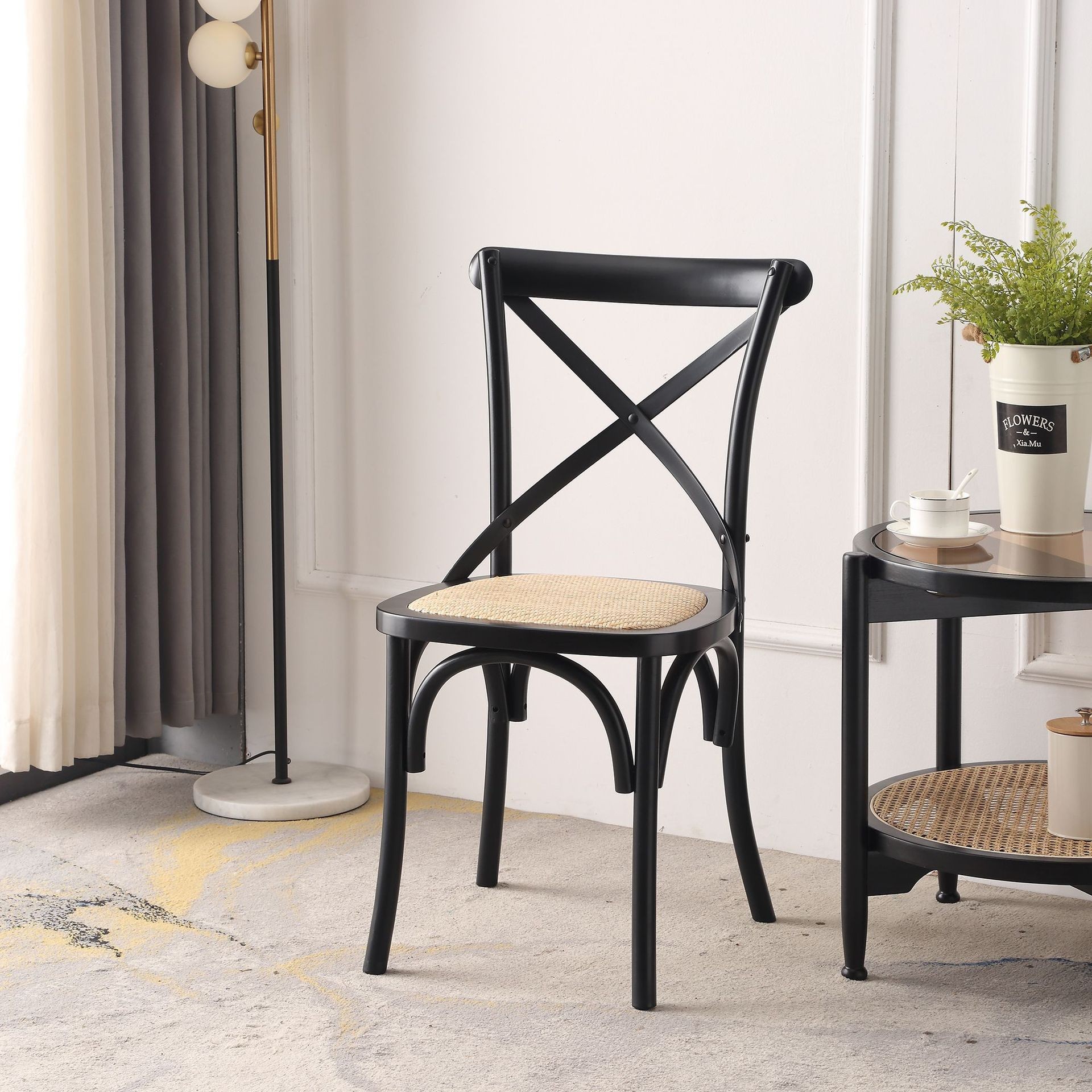 Foreign trade solid wood household chairs, conference negotiations, tables and chairs, retro wedding homestays, internet celebrities, back fork dining chairs, high back chairs