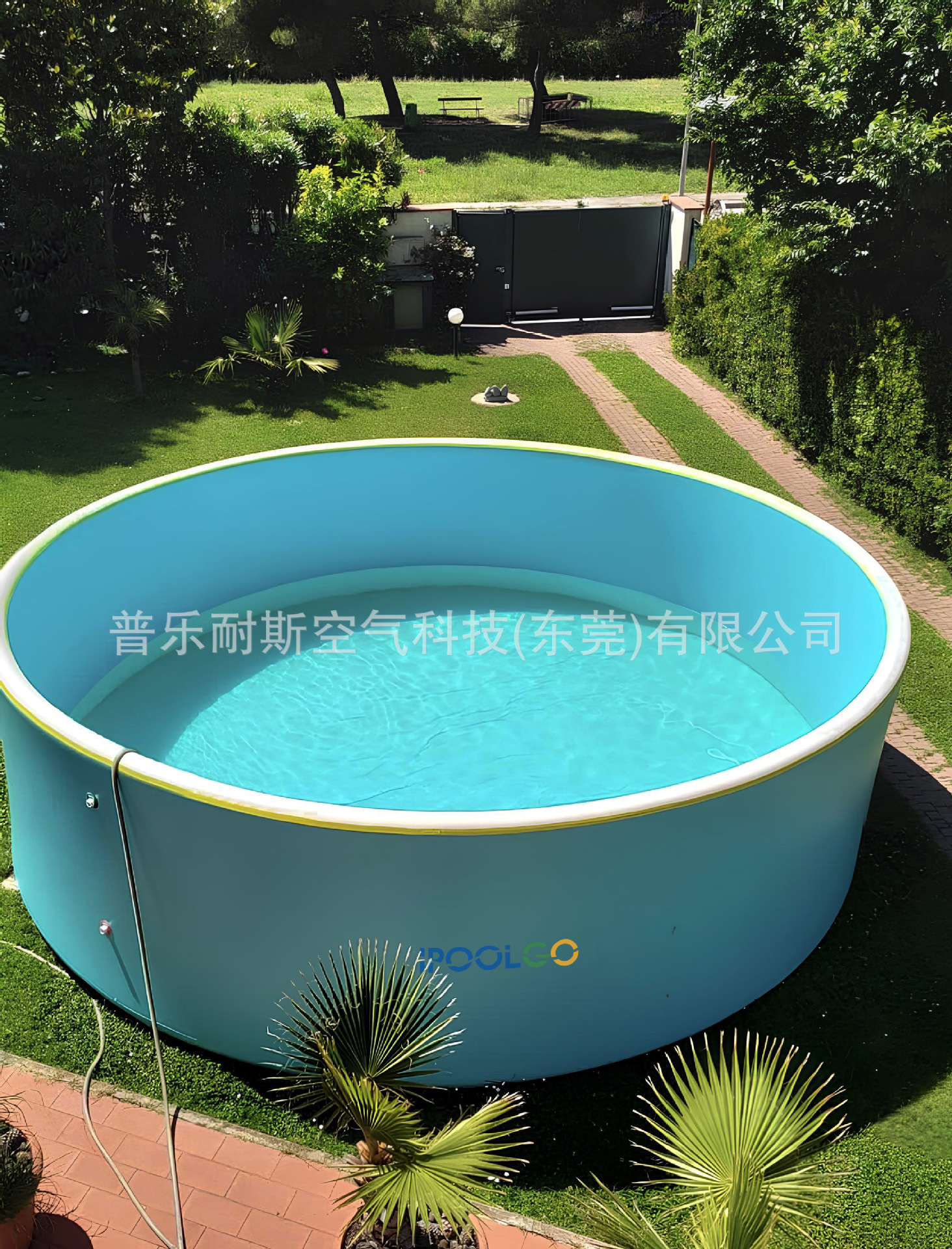 IPOOLGO double-layer inflatable brushed swimming pool circular PVC new technology with gray exterior and blue interior, novel and thickened swimming pool