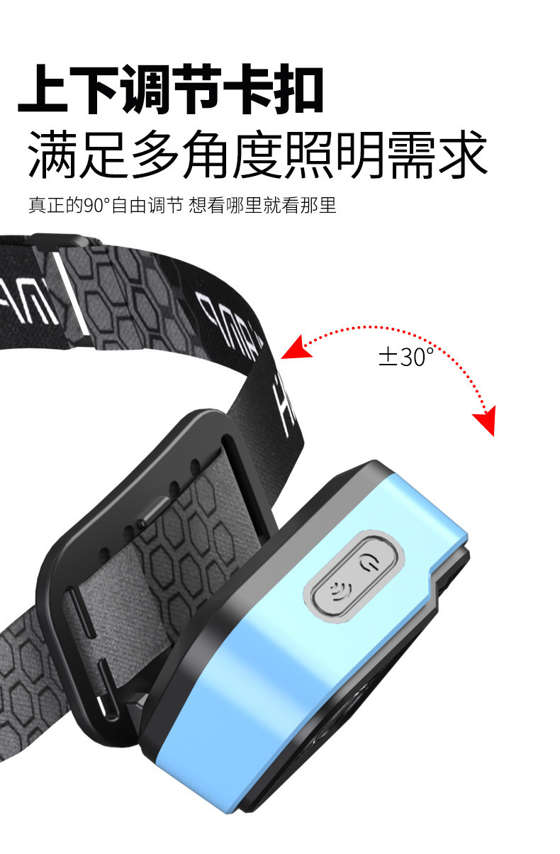 户外登山头戴式led头灯钓鱼专用高流明长续航野外强光感应头灯